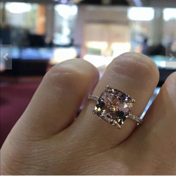 New Champagne Cushion-Cut Engagement 14k Rose Gold - Picture 5 of 5